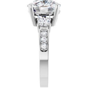 14K White Gold 12x10 mm Elongated Cushion Ring Mounting – image 7