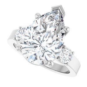 10K White Gold 15x10 mm Pear Ring Mounting – image 8