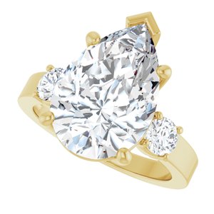 14K Yellow Gold 15x10 mm Pear Ring Mounting – image 8