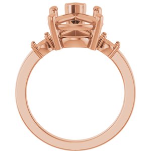 10K Rose Gold 15x10 mm Pear Ring Mounting – image 4