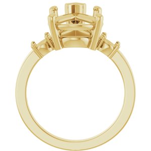14K Yellow Gold 15x10 mm Pear Ring Mounting – image 4
