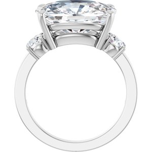 14K X1 White Gold 14x10 mm Elongated Cushion Ring Mounting – image 3