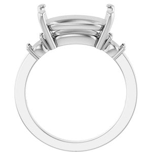 14K X1 White Gold 14x10 mm Elongated Cushion Ring Mounting – image 4