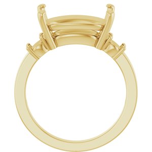 10K Yellow Gold 14x10 mm Elongated Cushion Ring Mounting – image 4