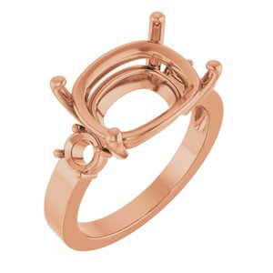 10K Rose Gold 14x10 mm Elongated Cushion Ring Mounting – image 2