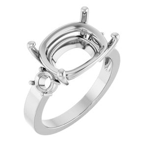 14K X1 White Gold 14x10 mm Elongated Cushion Ring Mounting – image 2