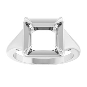18K White Gold 8x8 mm Square Ring Mounting – image 6