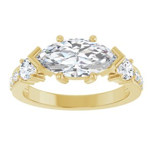 10K Yellow Gold 12x6 mm Marquise Ring Mounting – image 5