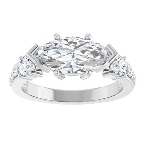 14K White Gold 12x6 mm Marquise Ring Mounting – image 5