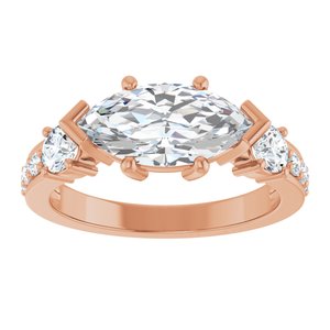 14K Rose Gold 12x6 mm Marquise Ring Mounting – image 5
