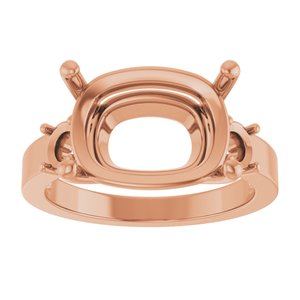 10K Rose Gold 14x10 mm Elongated Cushion Ring Mounting – image 6