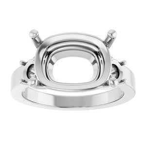 18K White Gold 14x10 mm Elongated Cushion Ring Mounting – image 6