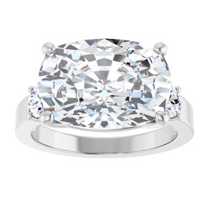 18K White Gold 14x10 mm Elongated Cushion Ring Mounting – image 5