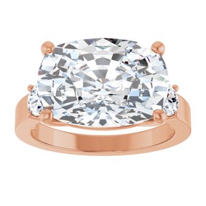 10K Rose Gold 14x10 mm Elongated Cushion Ring Mounting – image 5
