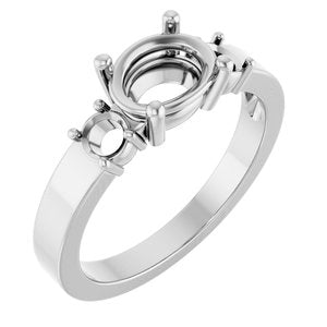 14K X1 White Gold 8x6 mm Oval Ring Mounting – image 2