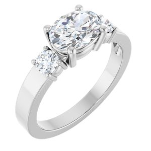 14K White Gold 8x6 mm Oval Ring Mounting