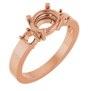 18K Rose Gold 8x6 mm Oval Ring Mounting – image 2