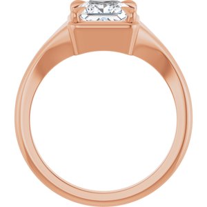 18K Rose Gold 6x6 mm Square Ring Mounting – image 3