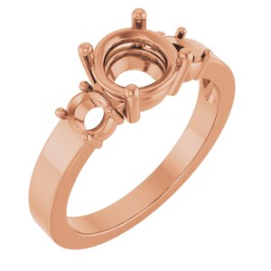 10K Rose Gold 7 mm Round Ring Mounting – image 2