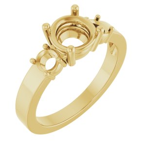 18K Yellow Gold 7 mm Round Ring Mounting – image 2