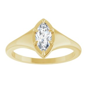 18K Yellow Gold 8x4 mm Marquise Ring Mounting – image 5