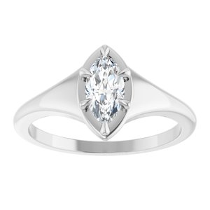 14K X1 White Gold 8x4 mm Marquise Ring Mounting – image 5