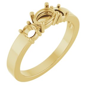 14K Yellow Gold 6x4 mm Oval Ring Mounting – image 2