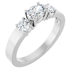 10K White Gold 6x4 mm Oval Ring Mounting