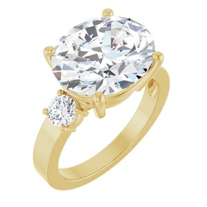 14K Yellow Gold 13x11 mm Oval Ring Mounting