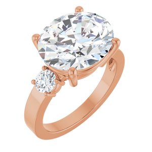 10K Rose Gold 13x11 mm Oval Ring Mounting