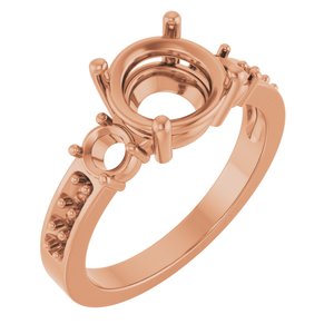 10K Rose Gold 8.2 mm Round Ring Mounting – image 2
