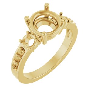 14K Yellow Gold 8.2 mm Round Ring Mounting – image 2
