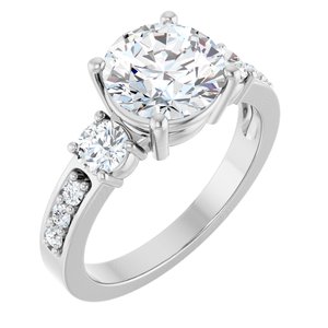 14K White Gold 8.2 mm Round Ring Mounting