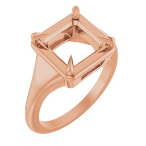 14K Rose Gold 8x8 mm Square Ring Mounting – image 2