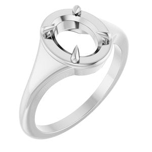 14K White Gold 8.5x6.5 mm Oval Ring Mounting – image 2