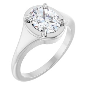 14K White Gold 8.5x6.5 mm Oval Ring Mounting