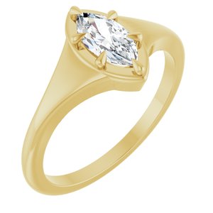 18K Yellow Gold 8x4 mm Marquise Ring Mounting