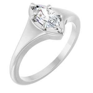 18K White Gold 8x4 mm Marquise Ring Mounting