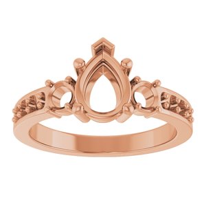 14K Rose Gold 8x6 mm Pear Ring Mounting – image 6