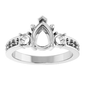 14K X1 White Gold 8x6 mm Pear Ring Mounting – image 6