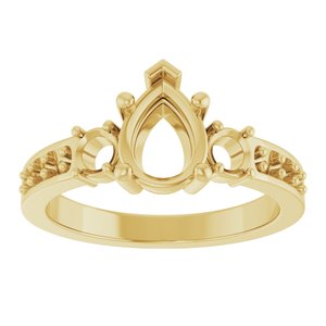 18K Yellow Gold 8x6 mm Pear Ring Mounting – image 6