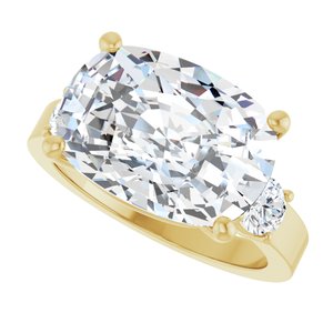 10K Yellow Gold 14x10 mm Elongated Cushion Ring Mounting – image 8