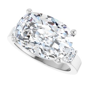 18K White Gold 14x10 mm Elongated Cushion Ring Mounting – image 8