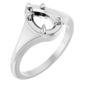 14K White Gold 8.5x5.5 mm Pear Ring Mounting – image 2