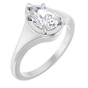 14K White Gold 8.5x5.5 mm Pear Ring Mounting