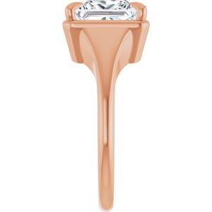 18K Rose Gold 8x8 mm Square Ring Mounting – image 7