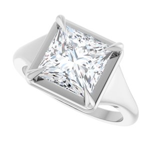 18K White Gold 8x8 mm Square Ring Mounting – image 8