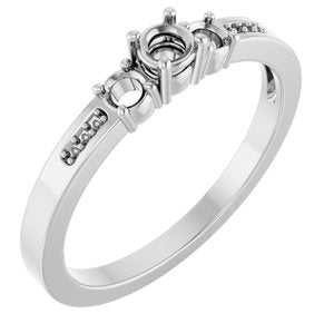 10K White Gold 3.2 mm Round Ring Mounting – image 2