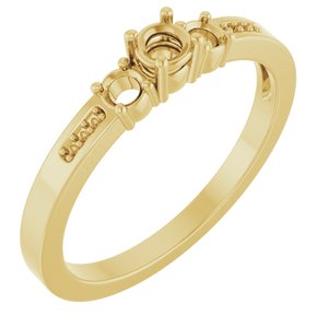 14K Yellow Gold 3.2 mm Round Ring Mounting – image 2