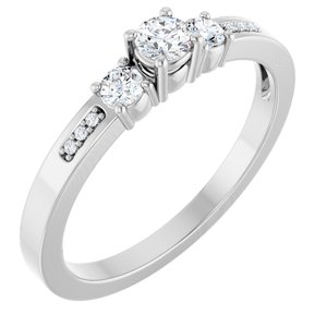 14K X1 White Gold 3.2 mm Round Ring Mounting